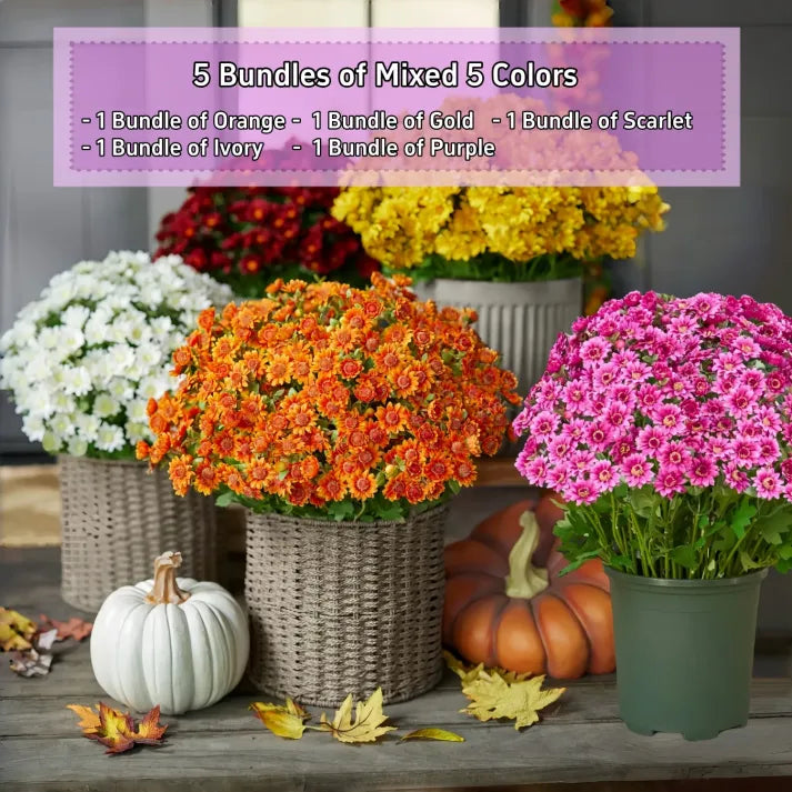 💥Last Day Each- Artificial Outdoor Sunset Mums Flowers - Waterproof, Windproof