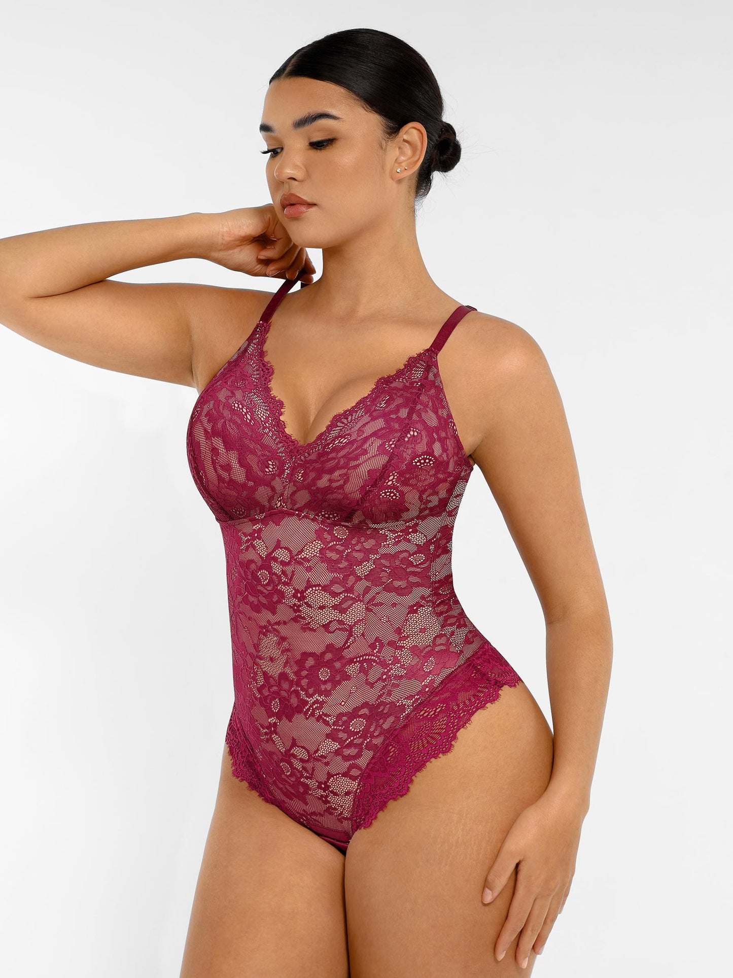 Feelingirl-V-Neck-Bodysuit-with-Lace-Fabric-RD3