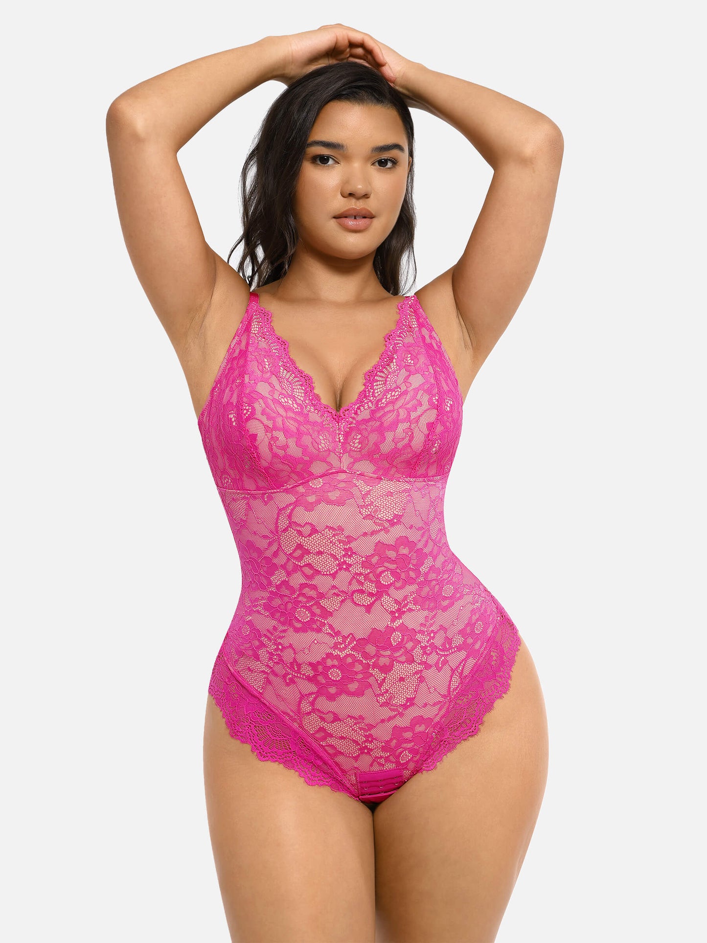 Feelingirl-V-Neck-Bodysuit-with-Lace-Fabric-PK5