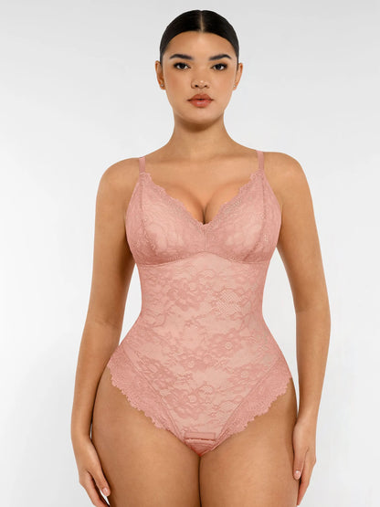 Feelingirl Lace V Neck Full Bodysuit
