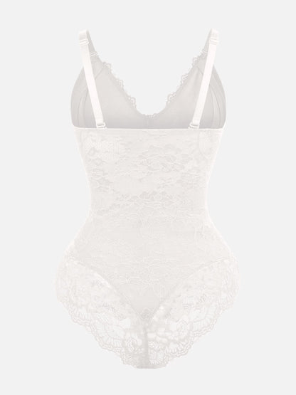 Feelingirl Lace V Neck Full Bodysuit