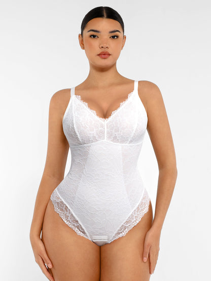 Feelingirl Lace V Neck Full Bodysuit